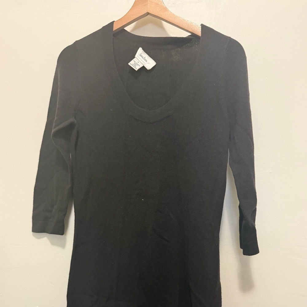 Neiman Marcus Brown 3/4 Sleeve 100% Cashmere Dress Sz Small - Picture 2 of 7